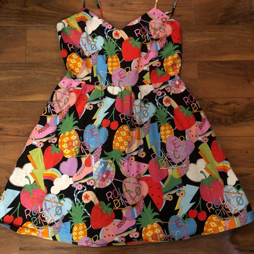 Retrolicious Roller Disco Fit & Flare Dress XL